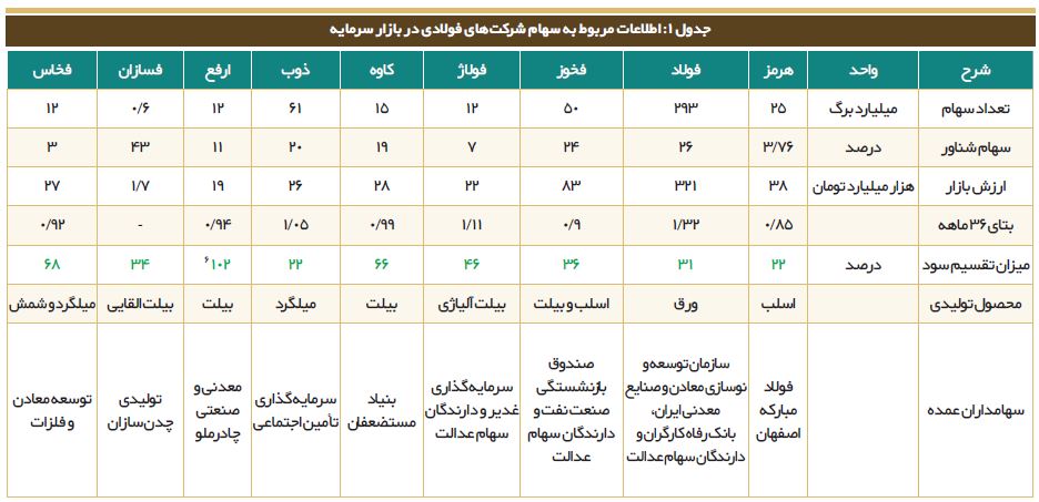 سهم فولادیها در بازار سرمایه