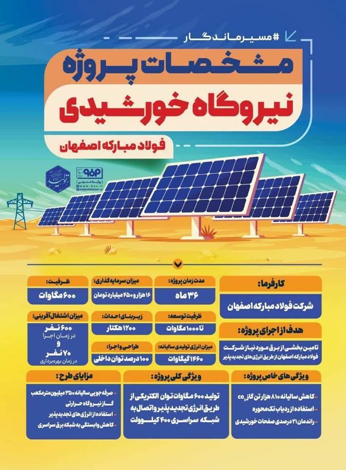 فولاد مبارکه بزرگترین نیروگاه خورشیدی کشور را میسازد