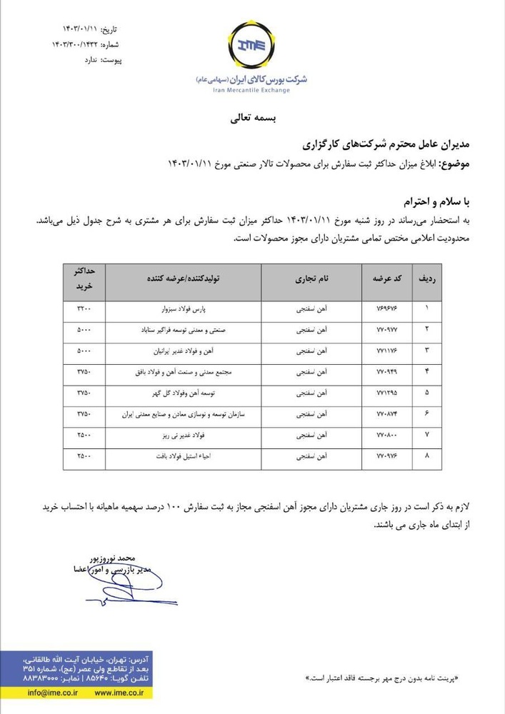 ابلاغیه بورس کالا برای سقف سفارش آهن اسفنجی/ تمدید زمان ثبت سفارش