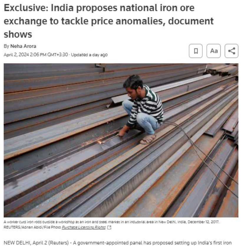 پیشنهاد ایجاد بورس سنگ آهن توسط معدن‌کاران هندی
