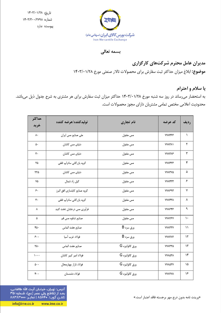 ابلاغیه بورس کالا| امکان خرید محصولات سنگ آهن برای تمامی دارندگان کد بورسی