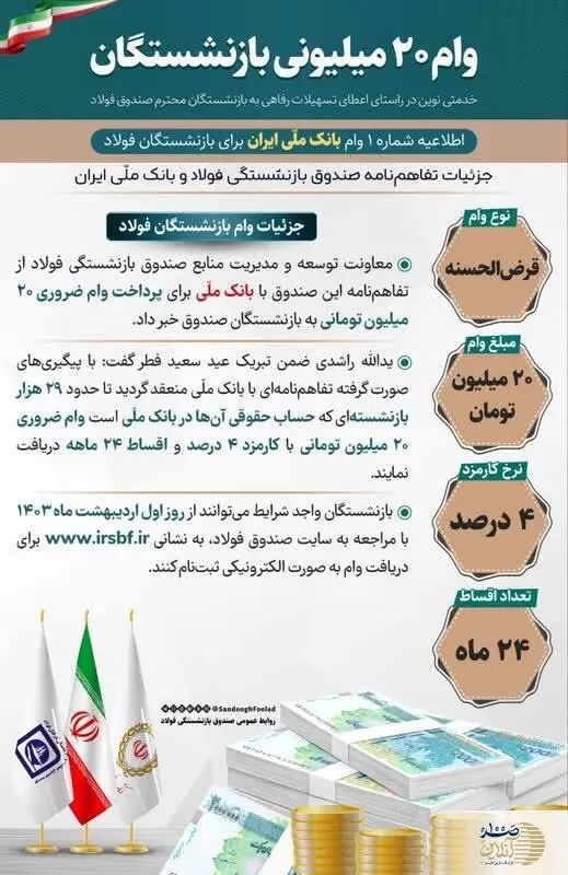 شرایط پرداخت وام ضروری ۲۰ میلیونی برای بازنشستگان + توضیحات