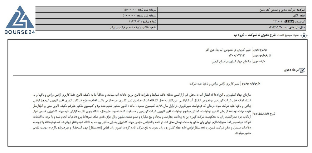 رای دادگاه به نفع "گهر زمین" صادر شد